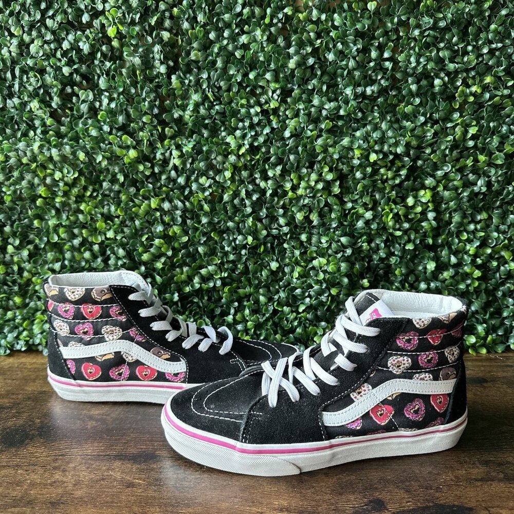 Vans Kids SK8-Hi Heart Donuts Black Kids Size 5.5 Shoes Suede Sneakers Juniors
